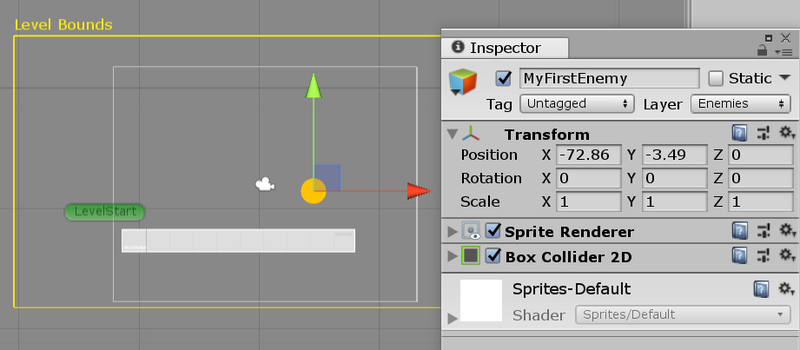 Depicting Unity Inspector and Sprite