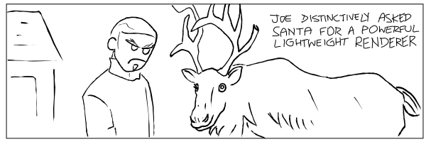 Man disappointed with a reindeer